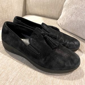 Fitflop Black Superskate Suede Sparkle Tassel Loafer Size 8